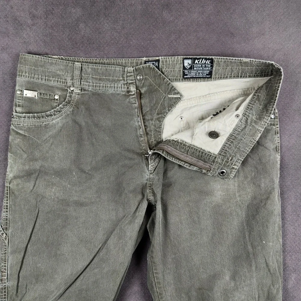 Kuhl Revolvr Pants Mens 38x34 Khaki Green Utility Cargo Stretch Hiking Workwear